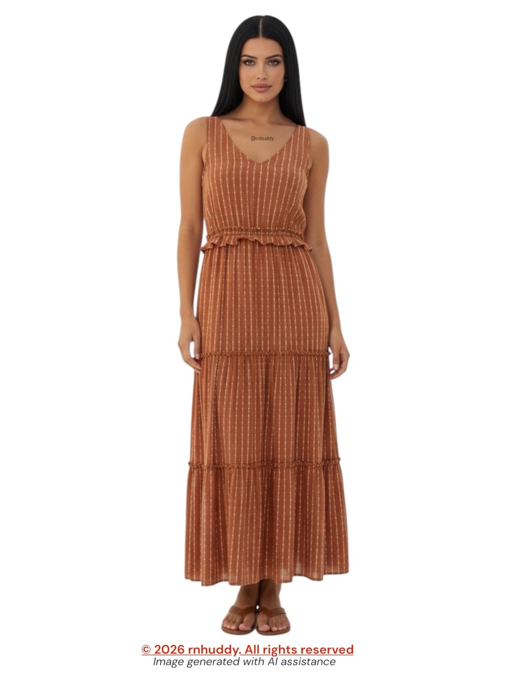 Lucky Brand XL brown shade tiered ruffle boho maxi dress